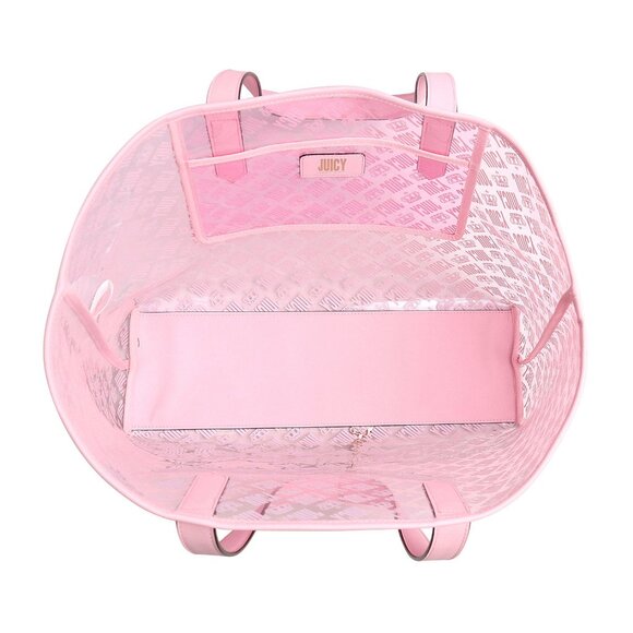 Juicy Couture Large Beach Tote Bag Clear Pink Logo New Sealed Package - Picture 8 of 9
